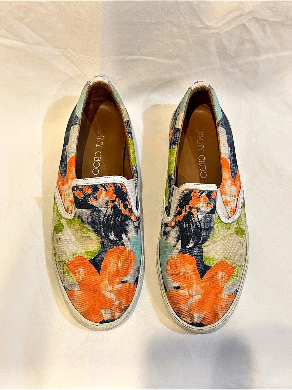 Jimmy Choo Demi Floral Printed Jacquard Slip-On Sneakers EU 39